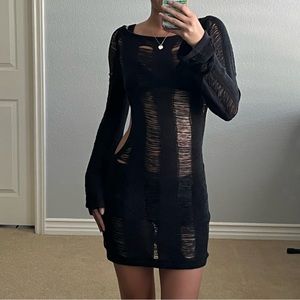 jaded london long sleeve knit dress open back